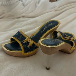 used Louis Vuitton victim open mule, denim